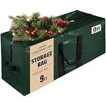 Christmas Tree Storage Bag, Fits 9 Ft Holiday Xmas Artificial Tall Disassembled Tree, Waterproof Christmas Tree Bag with Durable Reinforced Handles & Dual Zipper, Labeling Card Slot, Green