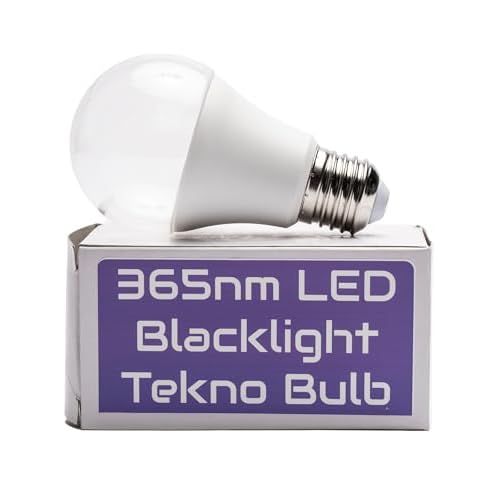 Tekno LED 365nm Blacklight Bulb - 12 watts110 VoltsUV 365nmA60 Base, Glow in The Dark, Glowing Bubbles, Fits Standard Light Sockets