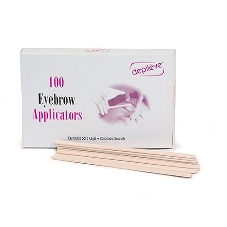 Depileve Wooden Eyebrow Applicators - Waxing Applicator Sticks - for Home and Salon - Box of 100