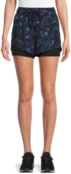 Avia Activewear Women's Running Shorts with Bike Liner (as1, Alpha, x_l, Regular, Regular, Halftone Floral)