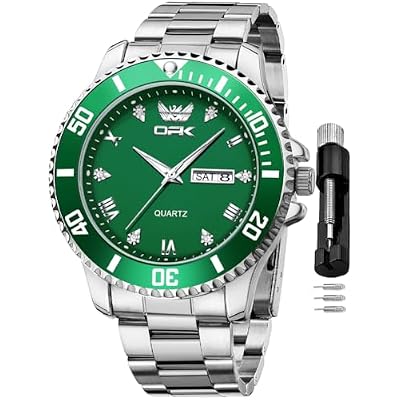 OPK Mens Watch Simple Fashion Diamonds Stainless Steel Analog Men Wrist Watch Diamond Large Dial Waterproof Date Casual Watch for Man
