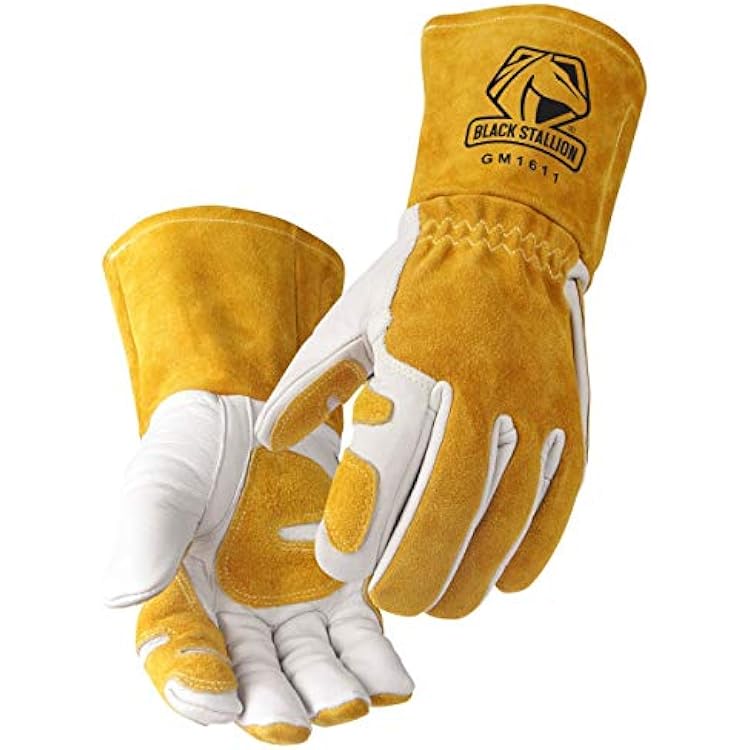 Revco GM1611 Top Grain Leather Cowhide MIG Welding Gloves with Reinforced Palm & Thumb and Index Finger, Seamless Forefinger, 5 Cuff For Extra Protection Extra Large
