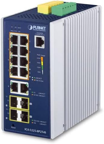 IGS-5225-8P2T4S Industrial L2+ 8-Port 10/100/1000T 802.3at PoE + 2-Port 10/100/1000T + 2-Port 100/1G SFP + 2-Port 1G/2.5G SFP Managed Ethernet Switch