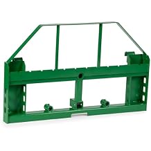 Titan Attachments Heavy Duty Pallet Fork Frame with 2" Trailer Receiver Hitch and Bale Spear Sleeves Fits JD Loaders