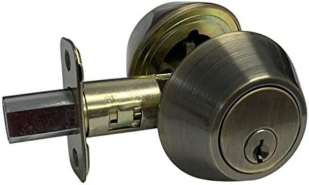 eBuilderDirect Antique Brass Lock Door Lever Handle Entry/Privacy/Passage/Dummy/Deadbolt 835AB (Double Cylinder Deadbolt (keyed on Both Sides))