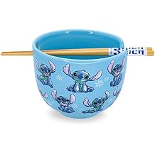 Disney Lilo & Stitch Japanese Ceramic Dinnerware Set | Includes 20-Ounce Ramen Noodle Bowl and Wooden Chopsticks