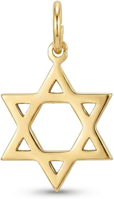 Gelin 14k Solid Gold Star of David Charm Pendant for Women