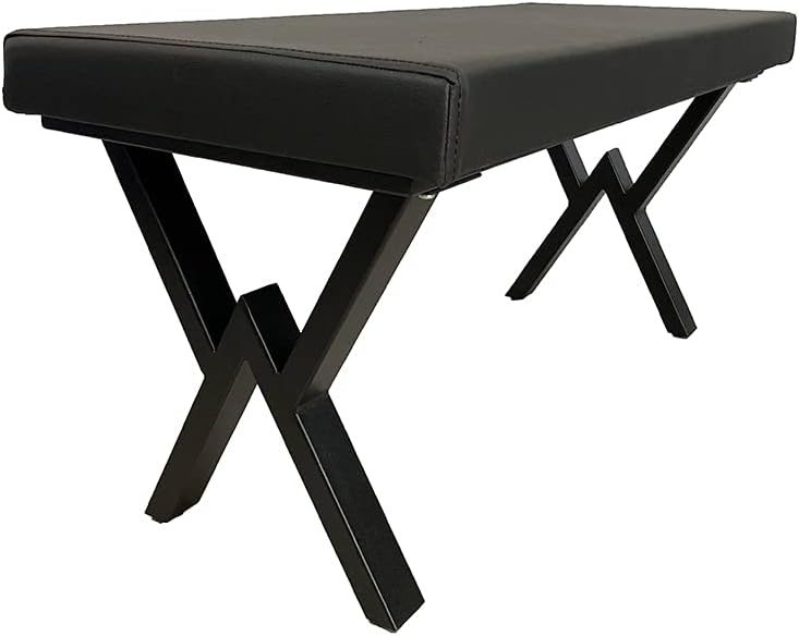 Backless Bank Puff Bench Black Leather