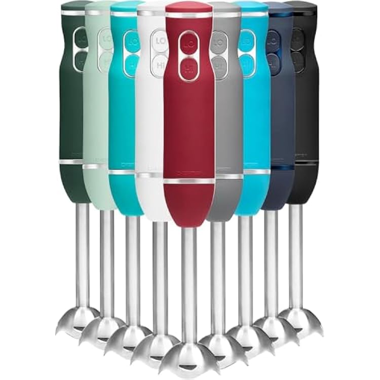 Chefman Immersion Stick Hand Blender with Stainless Steel Blades, Powerful Electric Ice Crushing 2-Speed Control Handheld Food Mixer, Purees, Smoothies, Shakes, Sauces & Soups, Red