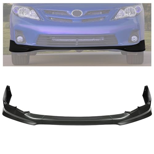 HECASA Front Bumper Lip Compatible with 2011-2013 Toyota Corolla 3-Piece Front Lip Chin Spoiler Splitter PP Plastic Black