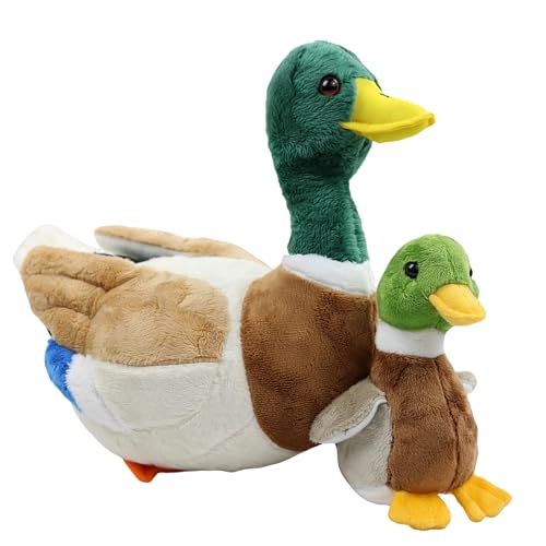 Mallard Duck Plush Daddy 13 with a Baby Duck Plushies, 2PCS Mallard Duck Stuffed Animal
