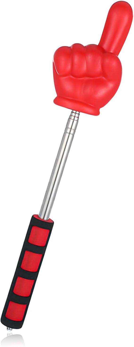 Big Teacher Pointer Finger,Pointer Stick for Classroom with Soft Grip Handle,Teaching and Presentations, Teacher Supplies Interactive Learning,Retractable Pointer Extendable to 32 Inches (RED)