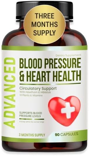 Heart Health Blood Pressure Support Supplement - Support Blood Pressure & Healthy Circularity Naturally with Hawthorn Berry & Hibiscus.Vitamins Pills for Healthy Hypertension (BP) & Healthy Heart.
