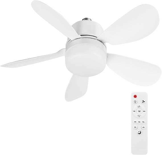 Ceiling Fan Light, E26/E27 LED Ceiling Fans with Lights & Remote Control, 3 Colors Dimmable 3000K-6500K, 5 Blades, 42cm/52cm Light Bulb Fan, Ceilings Lamp for Bedroom, Kitchen, Living Room