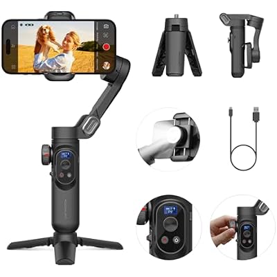 AOCHUAN Gimbal Stabilizer for iPhone Gimbal with Wireless Charging Smartphone for iPhone 15 Pro MaxAndroid Foldable 3-Axis Handheld Phone Stabilizer for Video Recording Face Tracking-Smart X Pro