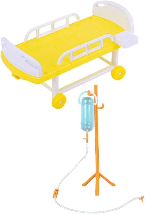 Zerodeko Medical Bed Toy with Miniature Hospital Bed and Infusion Bottle for Kids Pretend Play Educational Role Play at Home and School