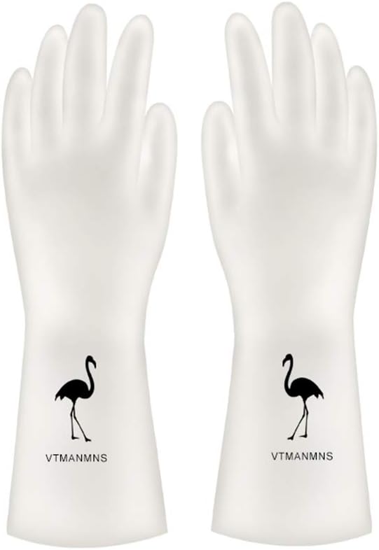 Rubber Gloves for Household Cleaning Gloves, Durable Kitchen PVC Gloves for Dishwashing Waterproof and Latex-Free (3 Pairs) (PVC01-Flamingo, L)