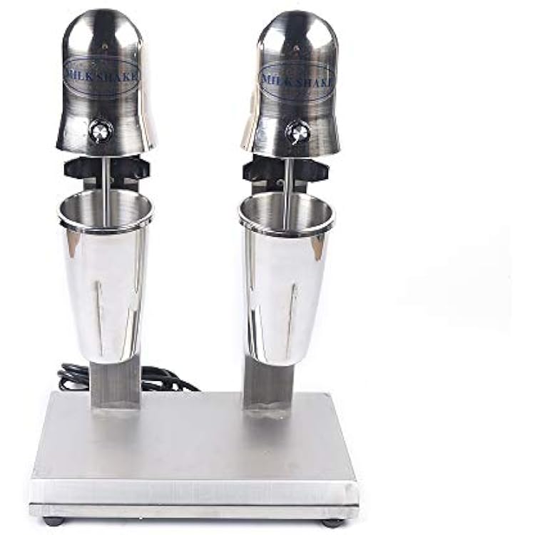 Milkshake Maker Kit, Electric Commercial Milk Shake Machine Double Head Drink Mixer Machine Two Speed Adjustable, Silver Milkshake Maker Machine for Bubble Tea Boba Milk Tea 110V