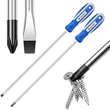 Amartisan 2-Piece 12'' long Screwdriver Set, Long Blade Screwdriver Set 12-Inch Magnetic Screwdriver, Phillips & Slotted Bits .(NEW)