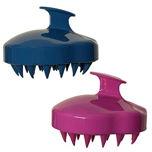 Hair Scalp Massager Shampoo Brush 2 Pack, [Wet & Dry]Manual Scalp Massage Brush, WYNK Soft Silicone Bristles Care for The Scalp, Exfoliate and Remove Dandruff, Promote Hair GrowthViolet & Blue