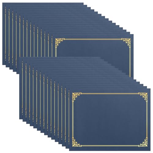 SUNEE Certificate HoldersNavy Blue, 30 Packs, Diploma Covers Gold Foil Border, for Letter Size 8.5x11 Certificates, Cardstock, Document Papers