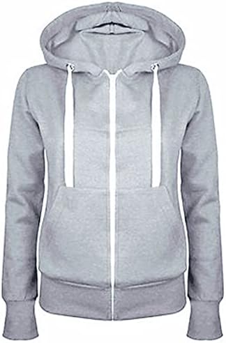 DOLKFU Zip Up Hoodies for Women Long Sleeve Loose Fit Hooded Pullover Drawstraing Casual Fashion Sweatshirts with Pocket