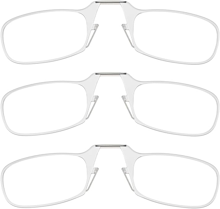 ThinOptics Readers Rectangular Reading Glasses, 3 Pack-Clear, 44mm + 2