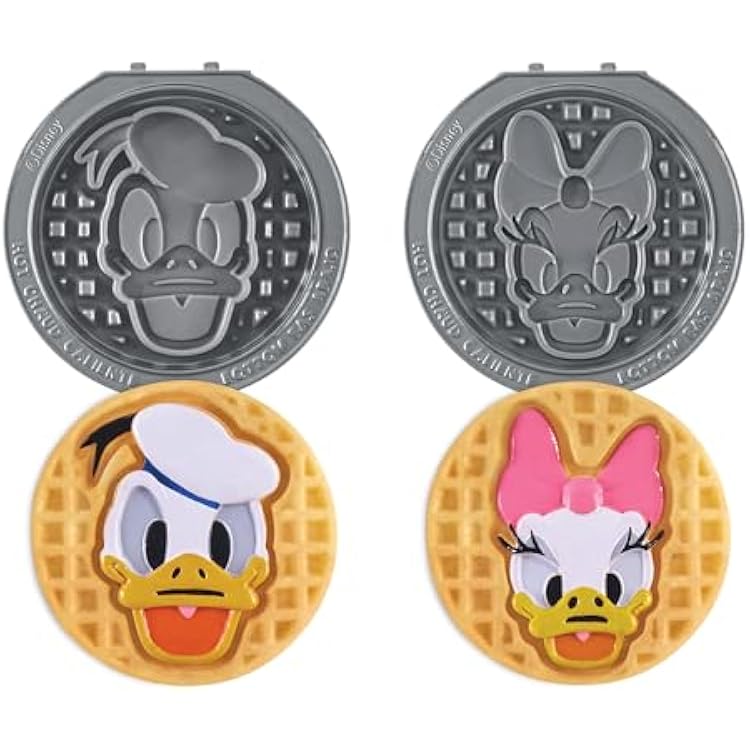 Dash MultiMaker Mini System Removable Plate Set - Ceramic, Nonstick Replacement Plates for Fun-Shaped Waffle Breakfast - Waffle Maker Not Included - 4-Inch - Two-Pack - Donald & Daisy