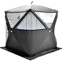 Insulated Ice Fishing Shelters with Thickened Ice Pad,Pop-Up Portable Ice Fishing Tent 3-6 Person Angler Thermal Hub Shelter Tent for Outdoor Ice Fishing with Carrying Bag