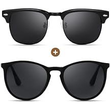 SUNGAIT Half Frame Retro Sunglasses + Vintage Round Style
