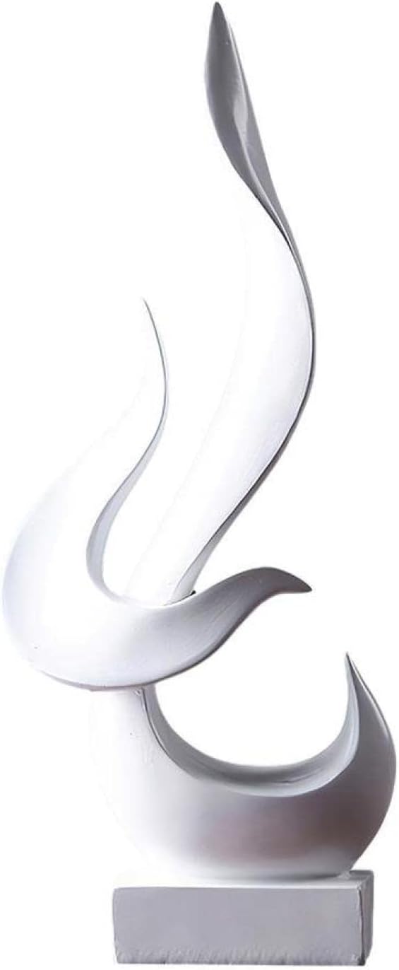 Modern Flame Shape Sculpture Decoration Statue Figurine Home Minimalist Abstract Art Resin Ornaments Living Room Porch Office Gift (White,Black) White