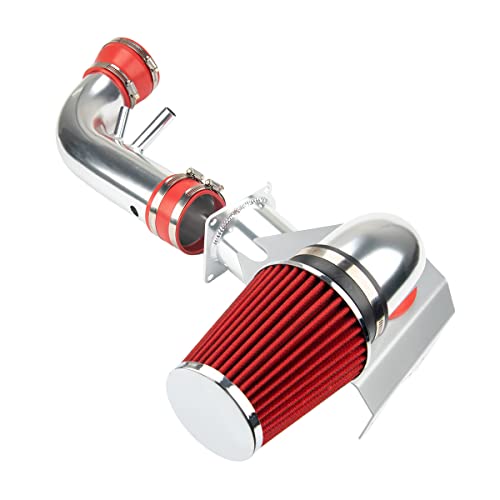 Air Intake Kit, 3 & 3.5 Cold Air Intake System Kits  Filter Aluminum Compatible with 1996-2004 Mustang GT Model with 4.6L V8 Red