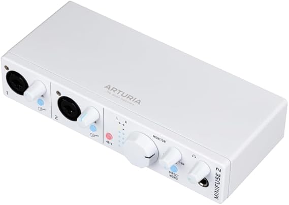 Arturia - MiniFuse 2 - Kompaktes USB-Audio-Interface mit Kreativer Software für Hochwertige Aufnahmen Produktion Podcasting Gitarre - Weiß