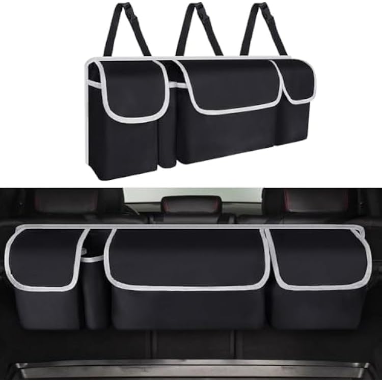 1 Pack Car Trunk Organizer for Tesla Model 3 2017-2026, Hanging Backseat Storage Bag Saving Cargo Net Pocket Auto Interior Accessories