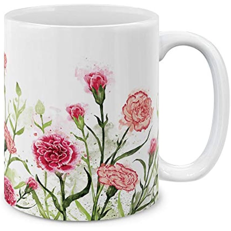 MUGBREW 11 OZ Coffee Mug Flowers Plants Garden Variety Designs, Carnations Flowers