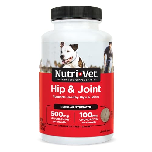 Nutri-Vet Hip & Joint Chewable Dog Supplements - Formulated with Glucosamine & Chondroitin for Dogs - 120 Count