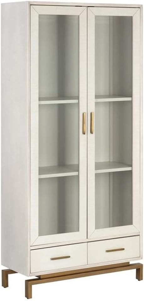 MAKLAINE 35" Modern Wood Display Cabinet with 2 Drawers in Gray