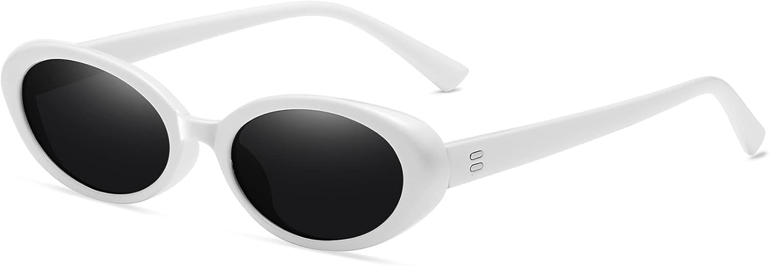 AIEYEZO Retro Oval Sunglasses for Women Fashion Small Oval Frame Sun Glasses 90s Vintage Style Shades