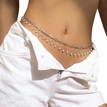 Pearl Waist Chain Gold Layered Belly Chains Beach Waist Jewelry Accessories for Women and Girls Silver