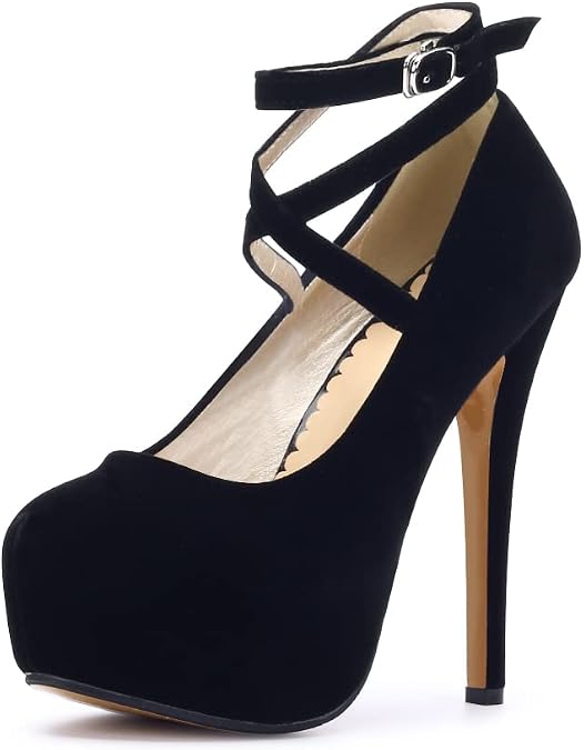Womens High Heel Ankle Strap Platform Pump Wedding Evening Party Court Shoes