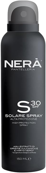 NERA SPF 30 Sunscreen Spray – High UVA & UVB Protection, Hydrating with Vitamin E & Glycerine, Water-Resistant, Enriched with Volcanic Stone & Black Myrtle Extract, Dermatologically Tested – 150ml