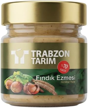 Trabzon Tarım%70 Fındık Ezmesi, Parçacıklı, Glutensiz, Cam Kavanoz, Ezme Form, 180G