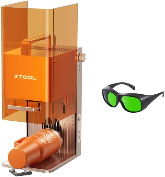 xTool Laser Safety Glasses bundle with F2 Engraving Machine 5W IR & 15W Diode Dual Only for Professionals in Commercial Use, Built-in 50MP Camera, 6000mm/s Ultra Fast, 3D Embossing, Color Marking on M