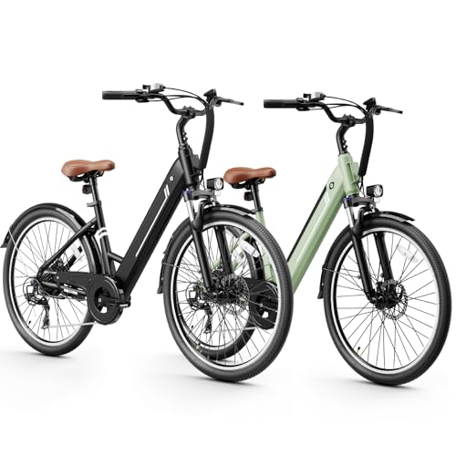 Jasion YC1 ST Electric Bike for Adults, Up to 25Mph, 750W Peak Motor Ebike, Range Up to 50Miles, 360WH Removable Battery, 26 E-Bike with 7 Speeds & Front Suspension for Commuting, Outdoor Leisure