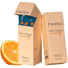 Ownist Triple Collagen Liquid Packets On-The-Go - Peptides with Hydrolyzed Marine Collagen, Elastin, Hyaluronic Acid and Vitamin for Healthy Skin - Orange Flavor - 28 Individual Stick Packs (2 Boxes)