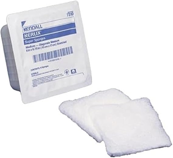 Kendall Kerlix Sterile Super Sponge Medium, 6" x 6-3/4", 10 EA, 1.6 oz, Polyester, Absorbent, Wound Care.