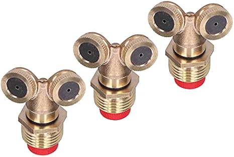 Brass Misting Nozzles, 3Pcs Spray Nozzles with Filter Garden Irrigation Mist Nozzle Sprinkler for Landscaping Outdoor Cooling System