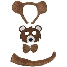 Petitebella Bear Headband Mask Bowtie Tail 4pc Costume 1-5y
