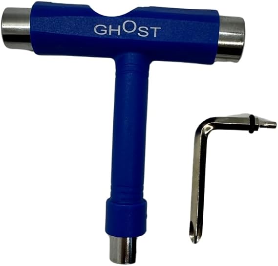 GHOST BOARDS Skate Tool All-In-One - Multi-Function Roller Skate Tool With T-Handle, Allen Key & Screwdriver for Easy Adjustments - Skate Key Fits Any Pocket- Skates Tools Youll Always Carry - Blue