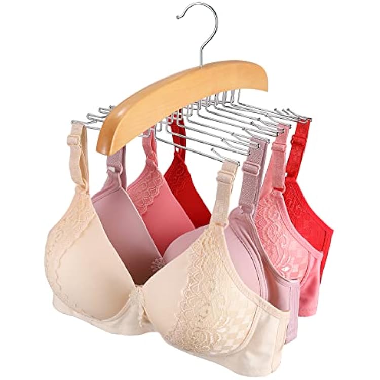 Bra Hanger, Tenyond Tank Tops Hangers Natural Wood Bra Holder Hanger Space Saving Closet Organizer and Storage Rack for Bras, Tank Tops, Camisoles